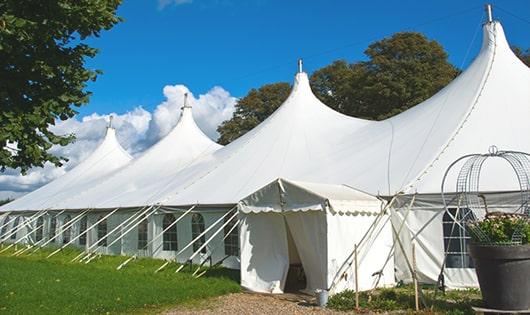 portable toilets arranged for a event, providing quick and easy access for attendees in Newark